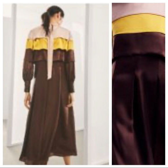 NWT. Massimo Dutti Silk Brown Maxi Dress. Size 6. - Picture 5 of 9